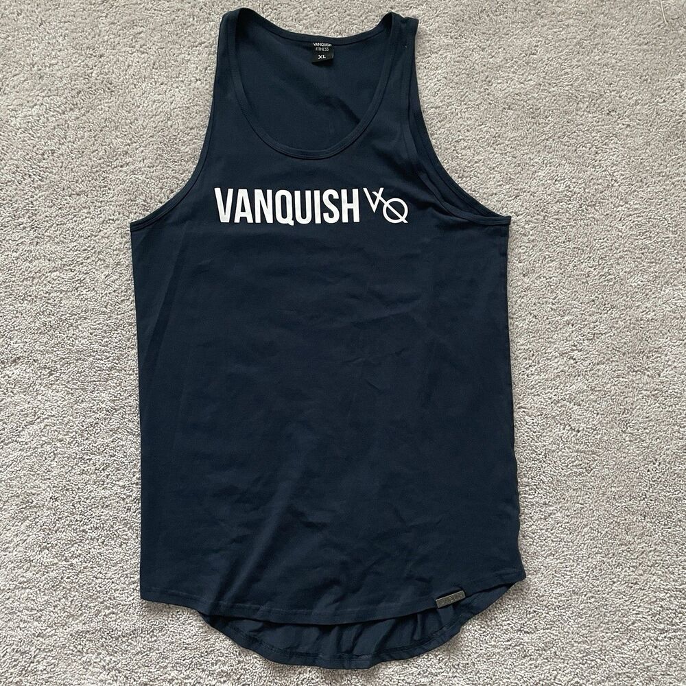 Vanquish Fitness Mens XL Navy Blue Sportswear Gym Bodybuilding Tank Top